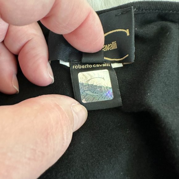 Just Cavalli Roberto Cavalli Dress Midi Black Jersey Knit Metal Bust Accent - 10 - Picture 3 of 10